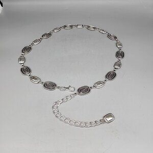 Silver Tone  Metal Oval & Square Ropy Links Belt 40" L Fits 33-37" Adjustable